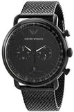 Emporio Armani Aviator Chronograph Black Dial Black Mesh Bracelet Watch For Men - AR11264 Authentic Buy Shop Now