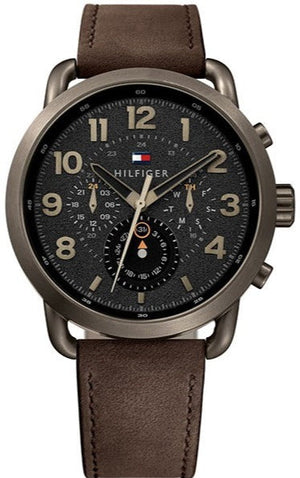 Tommy Hilfiger Briggs Chronograph Black Dial Brown Leather Strap Watch for Men - 1791425 Authentic Buy Shop Now