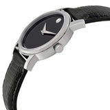 Movado Museum Black Dial Black Leather Strap Watch For Women - 2100004 Authentic Buy Shop Now