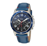 Fossil Grant Chronograph Blue Dial Blue Leather Strap Watch for Men - FS5373 Authentic Buy Shop Now