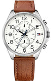Tommy Hilfiger Dean Quartz Multifunction White Dial Brown Leather Strap Watch for Men - 1791274 Authentic Buy Shop Now