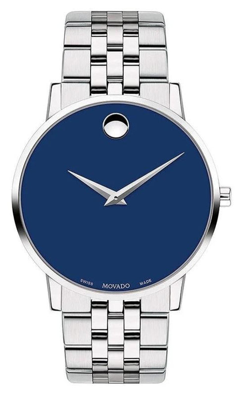 Movado Museum Classic Blue Dial Silver Steel Strap Watch for Men - 0607212 Authentic Buy Shop Now