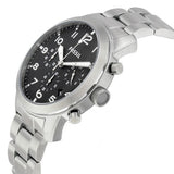 Fossil Pilot Chronograph Black Dial Silver Steel Strap Watch for Men - FS5141 Authentic Buy Shop Now