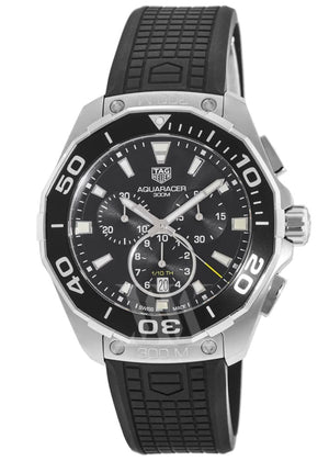 Tag Heuer Carrera Aquaracer Quartz Chronograph Black Dial Black Rubber Strap Watch for Men - CAY111A.FT6041 Authentic Buy Shop Now