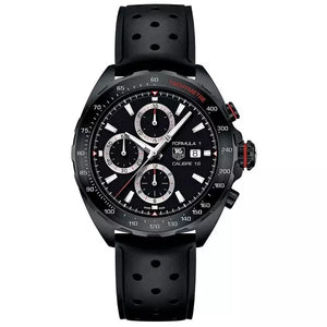 Tag Heuer Formula 1 Automatic Chronograph Black Dial Black Leather Strap Watch for Men - CAZ2011.FT8024 Authentic Buy Shop Now