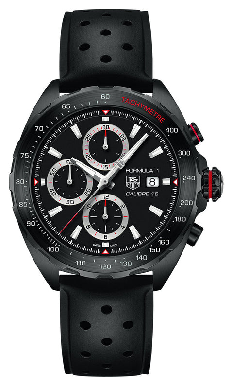 Tag Heuer Formula 1 Automatic Chronograph Black Dial Black Leather Strap Watch for Men - CAZ2011.FT8024 Authentic Buy Shop Now