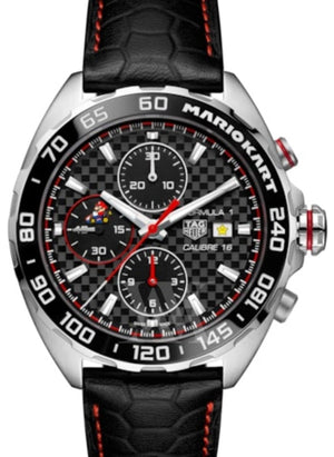 Tag Heuer Formula 1 Mario Kart Chronograph Black Dial Black Leather Strap Watch for Men - CAZ201E.FC6517 Authentic Buy Shop Now