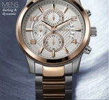 Guess Exec Chronograph White Dial Two Tone Steel Strap Watch for Men - W0075G2 Authentic Buy Shop Now