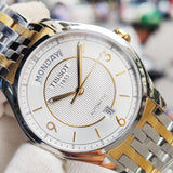 Tissot T Classic T One Automatic Silver Dial Two Tone Steel Strap Watch For Men - T038.430.22.037.00 Authentic Buy Shop Now