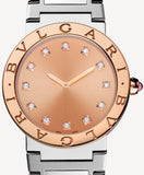 Bvlgari Bvlgari Bvlgari Resort Limited Edition Diamonds Gold Dial Silver Steel Strap Watch for Women - BVLGARI103682 Authentic Buy Shop Now