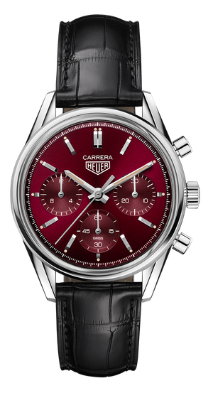 Tag Heuer Carrera Automatic Chronograph Red Dial Black Leather Strap Watch for Men - CBK221G.FC6479 Authentic Buy Shop Now