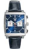Tag Heuer Monaco Automatic Chronograph Blue Dial Blue Leather Strap Watch for Men - CBL2111.FC6453 Authentic Buy Shop Now