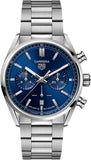 Tag Heuer Carrera Chronograph Blue Dial Silver Steel Strap Watch for Men - CBN2011.BA0642 Authentic Buy Shop Now