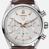 Tag Heuer Carrera Chronograph White Dial Brown Leather Strap Watch for Men - CBN2013.FC6483 Authentic Buy Shop Now