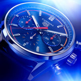 Tag Heuer Carrera Chronograph Blue Dial Blue Leather Strap Watch for Men - CBN201D.FC6543 Authentic Buy Shop Now