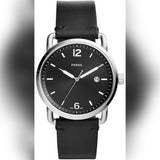 Fossil The Commuter Black Dial Black Leather Strap Watch for Men - FS5406 Authentic Buy Shop Now
