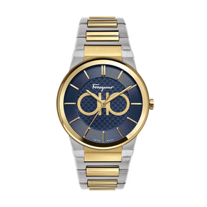 Salvatore Ferragamo Sapphire Bracelet Blue Dial Two Tone Steel Strap Watch For Men - SFHP00821 Authentic Buy Shop Now