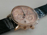 Calvin Klein Post Minimal Chronograph Rose Gold Dial Black Leather Strap Watch for Men - K7627201 Authentic Buy Shop Now