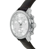 Tissot PRC 200 Chronograph Silver Dial Brown Leather Strap Watch For Men - T055.417.16.037.00 Authentic Buy Shop Now