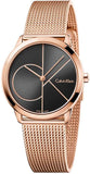 Calvin Klein Minimal Black Dial Rose Gold Mesh Bracelet Watch for Men - K3M22621 Authentic Buy Shop Now