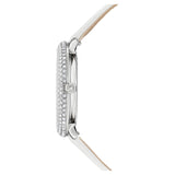 Swarovski Crystal Frost Silver Dial White Leather Strap Watch for Women - 5484070 Authentic Buy Shop Now