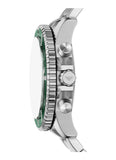 Emporio Armani World Explorer Solar Chronograph Green Dial Silver Steel Strap Watch for Men - AR11741 Authentic Buy Shop Now