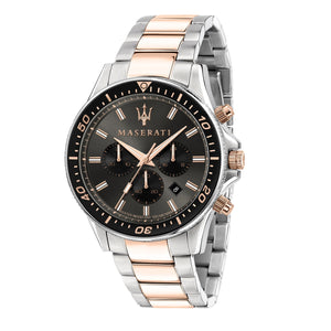 Maserati SFIDA Chronograph Black Dial Two Tone Steel Strap Watch For Men - R8873640002 Authentic Buy Shop Now