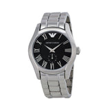 Emporio Armani Valente Black Dial Silver Steel Strap Watch For Men - AR0680 Authentic Buy Shop Now