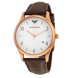 Emporio Armani Beta Chronograph White Dial Brown Leather Strap Watch For Men - AR1915 Authentic Buy Shop Now