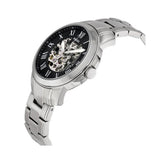 Fossil Grant Automatic Skeleton Black Dial Silver Steel Strap Watch for Men - ME3103 Authentic Buy Shop Now