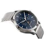 Tommy Hilfiger Oliver Quartz Blue Dial Silver Mesh Bracelet Watch for Men - 1791302 Authentic Buy Shop Now