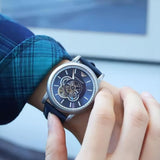 Emporio Armani Luigi Chronograph Blue Dial Black Leather Strap Watch For Men - AR60011 Authentic Buy Shop Now