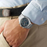 Emporio Armani Luigi Chronograph Quartz Blue Dial Silver Steel Strap Watch For Men - AR1974 Authentic Buy Shop Now