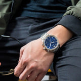 Emporio Armani Mario Chronograph Blue Dial Silver Steel Strap Watch For Men - AR11306 Authentic Buy Shop Now
