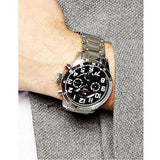 Tommy Hilfiger Trent Chronograph Black Dial Silver Steel Strap Watch for Men - 1791054 Authentic Buy Shop Now