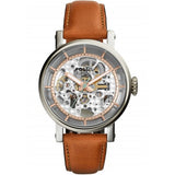 Fossil Boyfriend Automatic Skeleton Silver Dial Brown Leather Strap Watch for Women - ME3109 Authentic Buy Shop Now