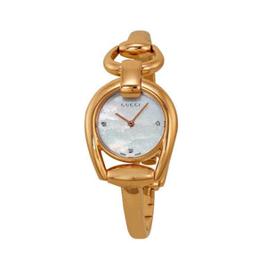 Gucci Horsebit Collection Diamonds Mother of Pearl Dial Rose Gold Steel Strap Watch For Women - YA139508 Authentic Buy Shop Now