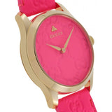 Gucci G Timeless Quartz Pink Dial Pink Leather Strap Watch For Women - YA1264115 Authentic Buy Shop Now