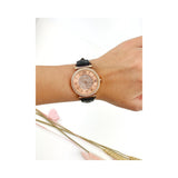 Michael Kors Catlin Rose Gold Crystal Dial Black Leather Strap Watch for Women - MK2376 Authentic Buy Shop Now