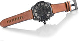Diesel Mega Chief Chronograph Grey Dial Brown Leather Strap Watch For Men - DZ4463 Authentic Buy Shop Now