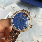 Swarovski Daytime Glittering Blue Dial Rose Gold Steel Strap Watch for Women - 5182277 Authentic Buy Shop Now
