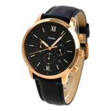Fossil Neutra Chronograph Black Dial Black Leather Strap Watch for Men - FS5381 Authentic Buy Shop Now