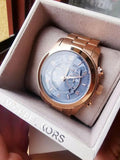 Michael Kors Runway Stop Hunger Quartz Blue Dial Rose Gold Steel Strap Watch For Men - MK8358 Authentic Buy Shop Now