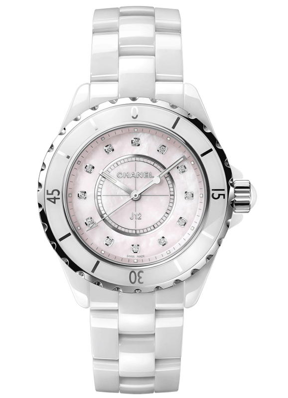 Chanel J12 Quartz Diamonds Pink Dial White Steel Strap Watch for Women - J12 H5513 Authentic Buy Shop Now