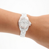Chanel J12 Quartz Diamonds Ceramic White Dial White Steel Strap Watch for Women - J12 H4466 Authentic Buy Shop Now