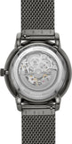 Fossil Neutra Automatic Skeleton Black Dial Grey Mesh Strap Watch for Men - ME3185 Authentic Buy Shop Now