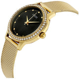 Guess Chelsea Crystals Black Dial Gold Mesh Bracelet Watch For Women - W0647L8 Authentic Buy Shop Now