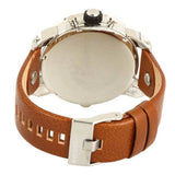 Diesel SBA Dual Time Black Dial Brown Leather Strap Watch For Men - DZ7264 Authentic Buy Shop Now
