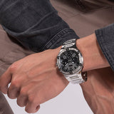 Guess Duke Glitz Black Dial Silver Steel Strap Watch For Men - GW0576G1 Authentic Buy Shop Now