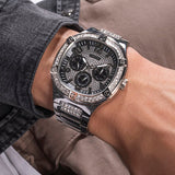 Guess Duke Glitz Black Dial Silver Steel Strap Watch For Men - GW0576G1 Authentic Buy Shop Now
